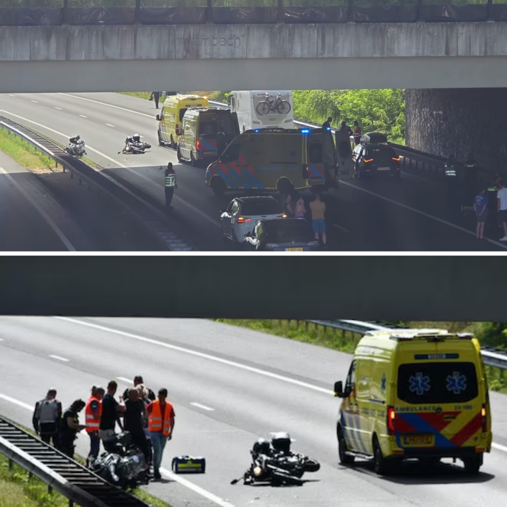 Snelweg dicht na ongeval tussen twee motorrijders